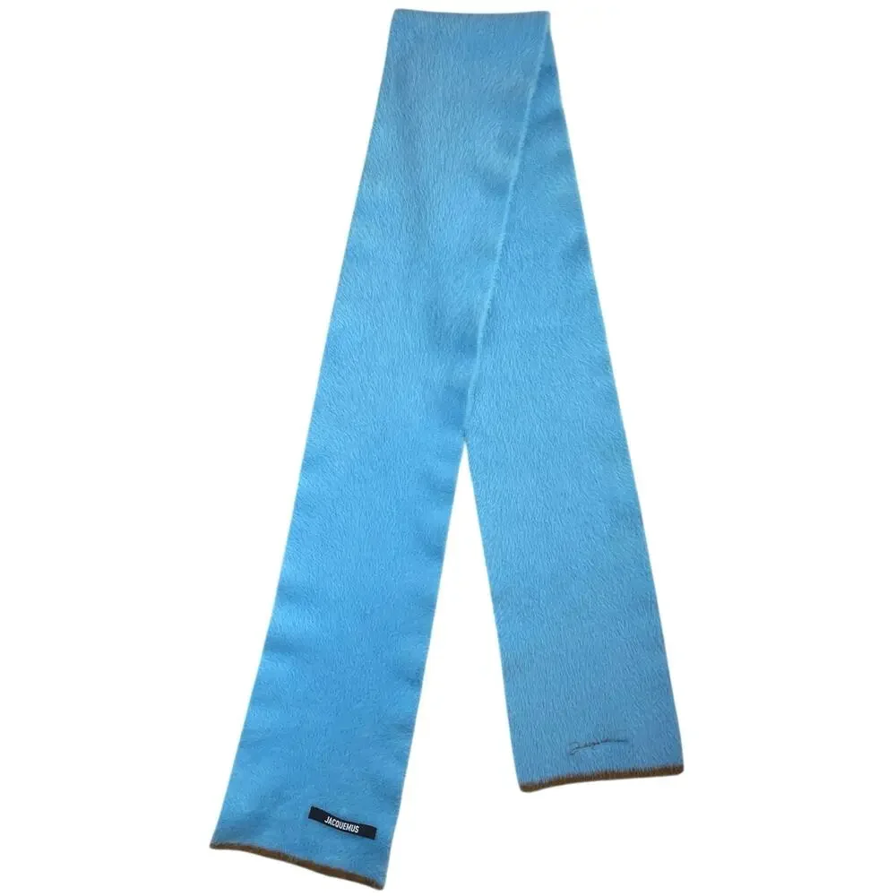 Jacquemus L'Écharpe Neve Logo Embroidered Stretch Woven Knit Shawl Wrap Scarf OS